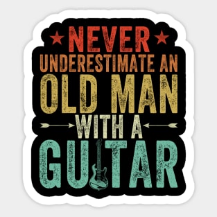 Vintage Never Underestimate an Old Man with a Guitar Sticker